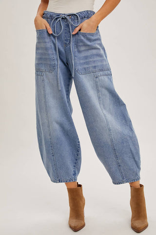 Mid-Waist Barrel Pant in Light Denim