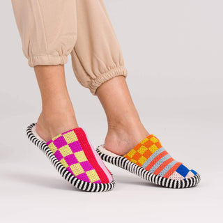 Pattern Patch Slide Slippers in Rainbow