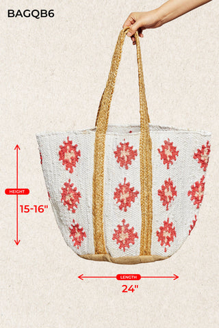 Floral Cotton Weave Tote Bag
