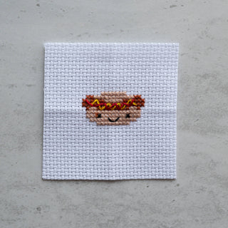 Kawaii Mini Hot Dog Cross Stitch Kit In A Matchbox