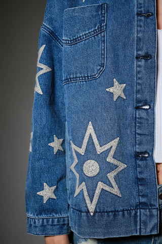Celestial Embroidered Denim Jacket
