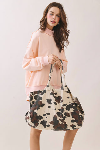 Cow Print Canvas Tote Bag