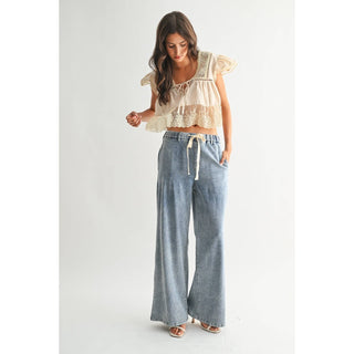 Lace-trimmed Blouse in Sand