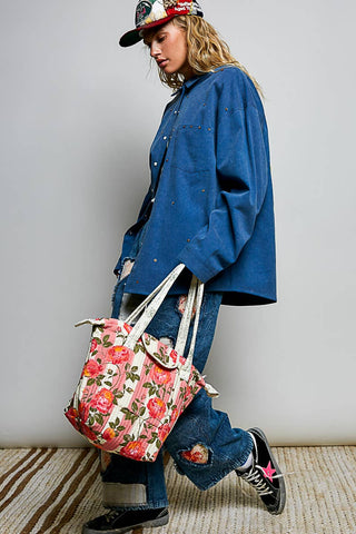 Quilted Rose Tote Bag
