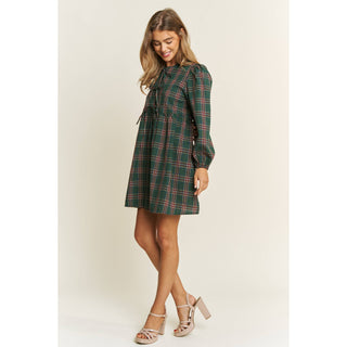 Soft Plaid Babydoll Mini Dress