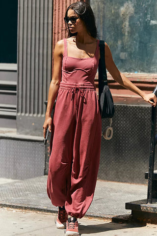 Free People Hot Shot Inbound Onesie in Crimson