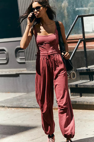 Free People Hot Shot Inbound Onesie in Crimson