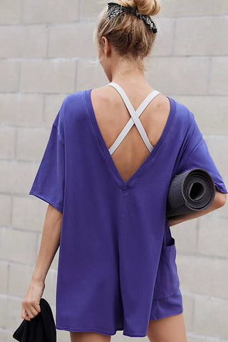 Hot Shot Tee Romper in Dark Amethyst