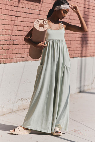 Free People Hot Shot Strappy Onesie in Green Tea