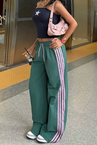 Striped Track Pant in Green