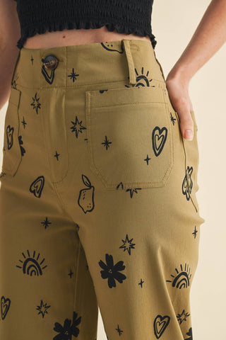 Exclusive Print High Waisted Pants