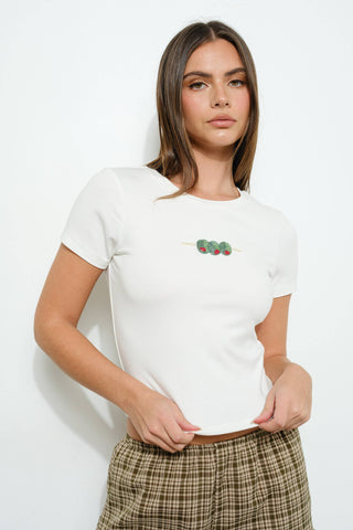 Beaded Olive Tee Off-White