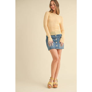 Sheer Boat Neck Sweater in Butter