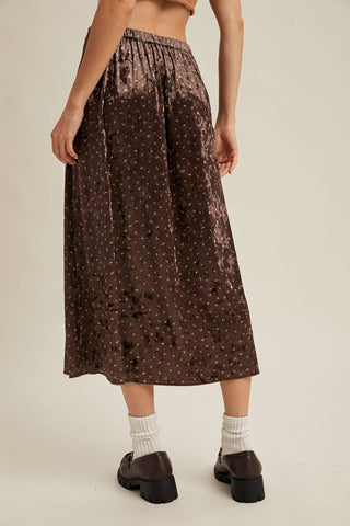 Velvet Ditsy Floral Midi Skirt