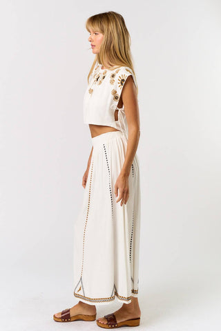 Boho Embroidered Crop Top & Maxi Set