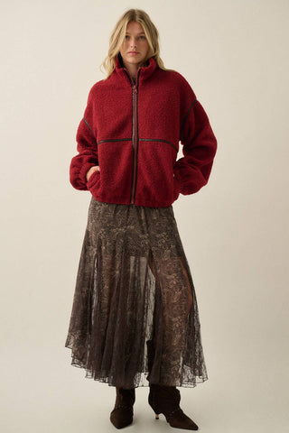 Paisley Chiffon & Lace Godet Maxi Skirt