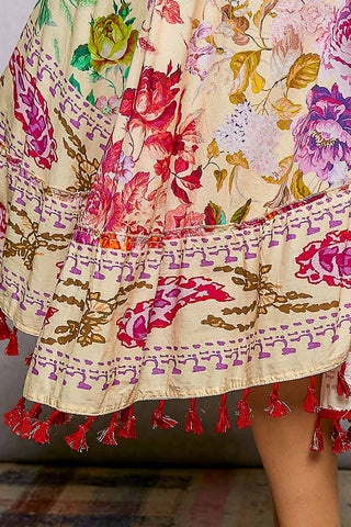 Bohemian Floral Woven Midi Dress