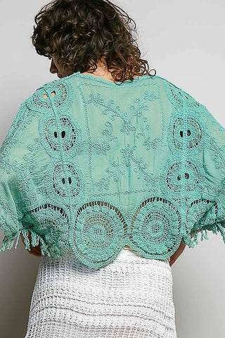 Scalloped Crochet Top in Aqua