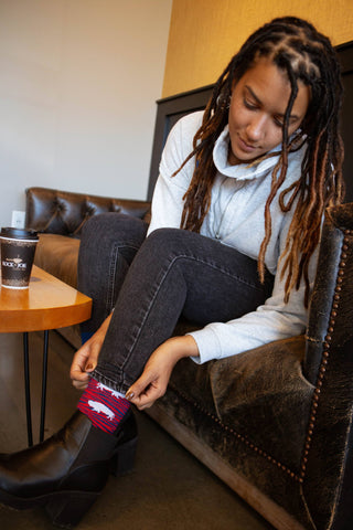 Red And Blue Zebra Buffalo Socks for Kids