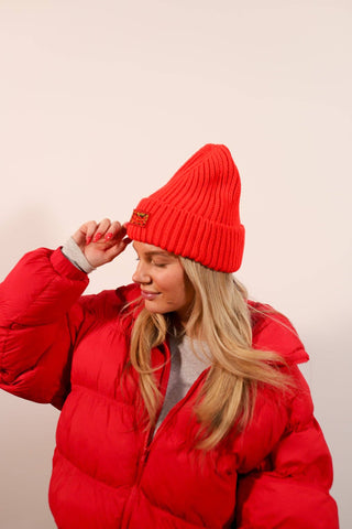 Cheetah Beanie in Red