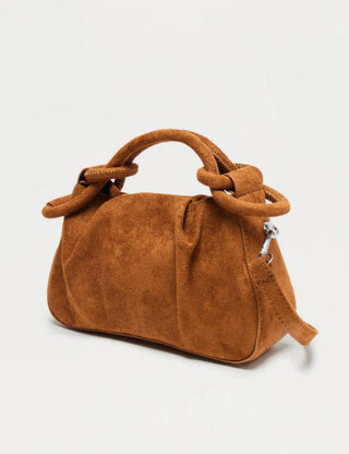 Faux Suede Knot Handle Handbag