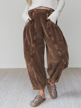 Nora Gathered Barrel Corduroy Pant