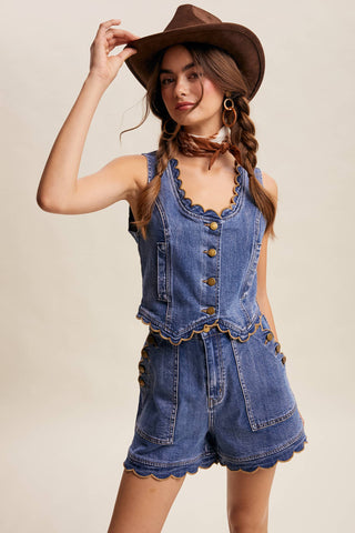 Scallop Drift Denim Set