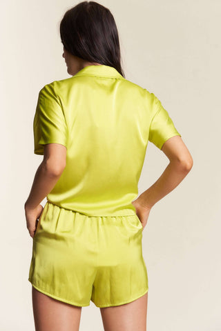 Satin Top & Shorts Set in Lime