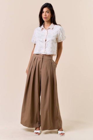 Floral Jacquard Top With Sequin Embroidery in Cream