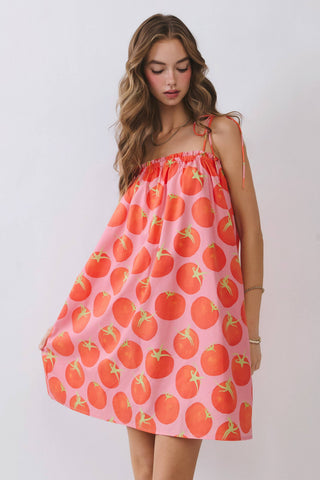Tomato Print Swing Mini Dress