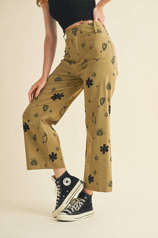 Exclusive Print High Waisted Pants