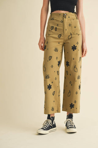 Exclusive Print High Waisted Pants