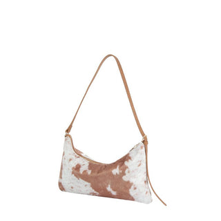Cow Print Baguette Shoulder Bag