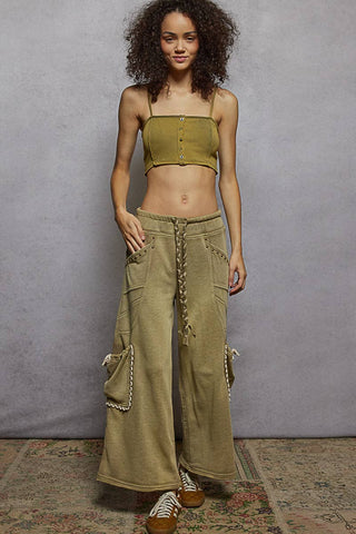 French Terry Knit Stud Detail Pants