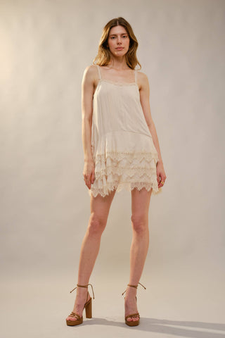 Scallop Lace Slip Mini Dress