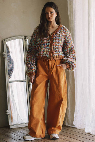 Hand-Knit Multicolor Cardigan