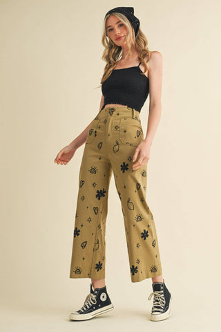 Exclusive Print High Waisted Pants