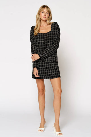 Plaid Puff Sleeve Mini Dress
