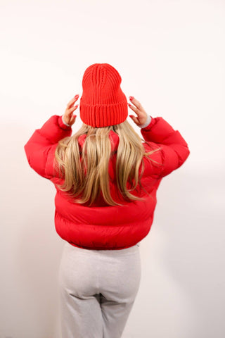 Cheetah Beanie in Red