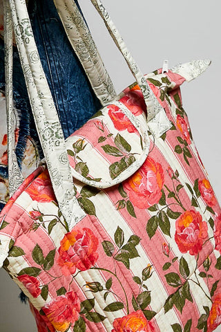 Quilted Rose Tote Bag