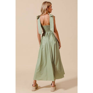 Bow Tie Midi Dress in Sage