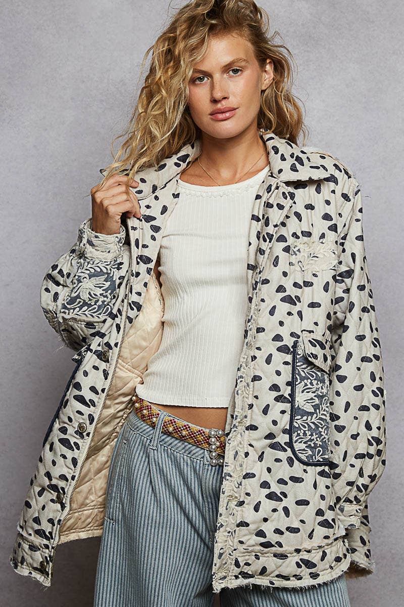 Overlaid Lace Quilted Woven Jacket – Figgy
