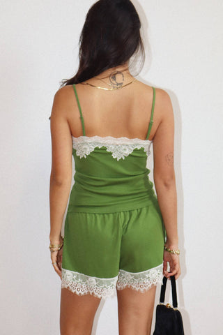 Lace Trim Cami in Basil