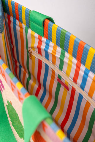 Rattan Market Bag, Fruit Tiles