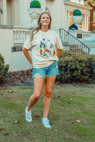 Spooky Black Cats Oversized Shirt in Mustard