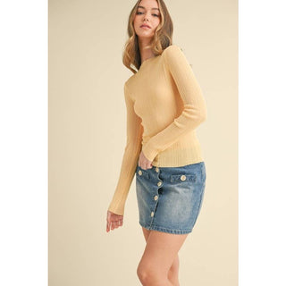 Sheer Boat Neck Sweater in Butter