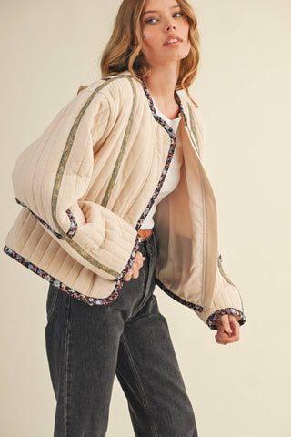 Quilted Jacket in Sand Beige