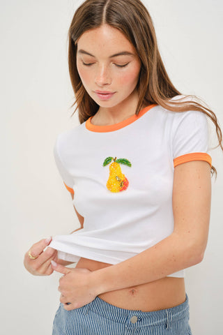 Beaded Pear Ringer Top