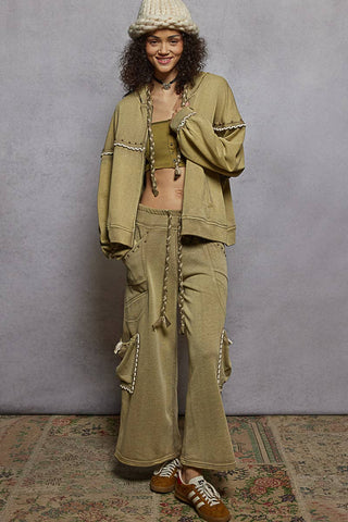 French Terry Knit Stud Detail Pants