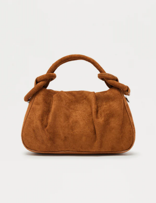 Faux Suede Knot Handle Handbag